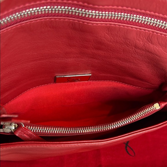 Christian Louboutin Sweet Charity Red Leather Clutch with Silver Studs - Picture 12 of 16